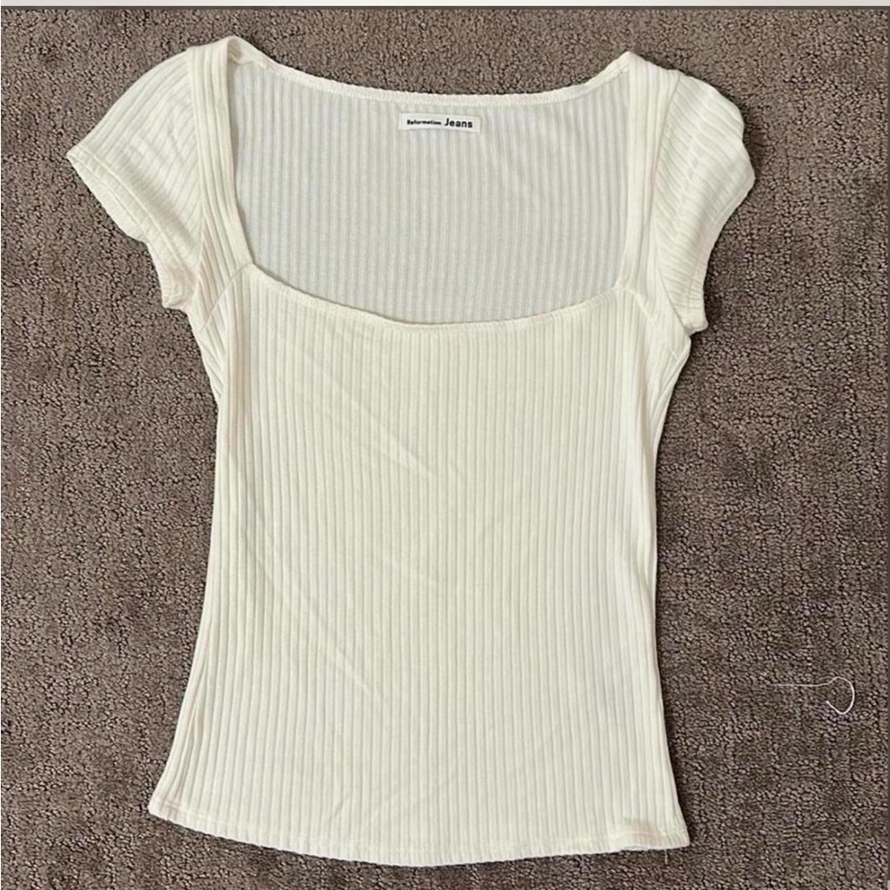 Reformation Bardot knit top in ivory